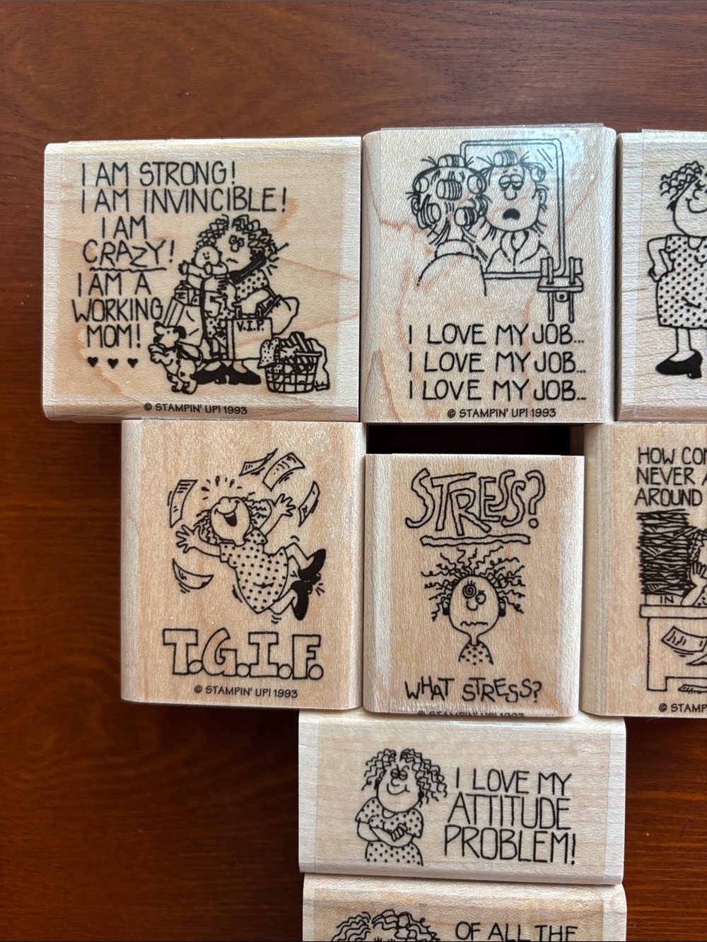 Stampin' Up! Stamp Set - “Working Woman” Wood Mounted RETIRED 1993 RARE - Picture 2 of 9